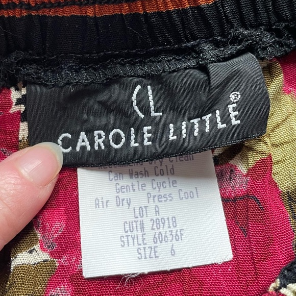 Vintage 90s Black Pink Floral Patchwork Midi Skirt Small 6 Whimsigoth Romantic - Picture 5 of 7